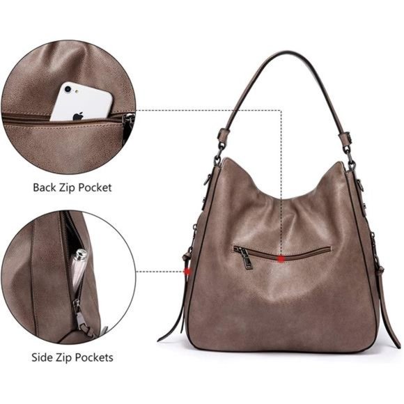 Tote Bag PU Leather Shoulder Bags Fashion Hobo Bags Large Purse and Handbags - Picture 3 of 6